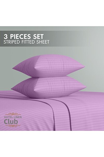 Hotel Linen Klub King-striped Fitted Sheet Set - Premium And Durable Quality, Deep Pocket For A Perfect Fit