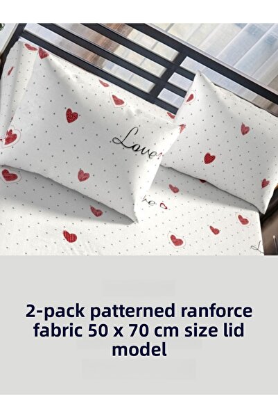 LATTE TEKSTİL غطاء وسادة منقوش من Ranforce Love & Heart - قطن، مع غطاء، عبوة ...