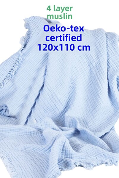 Armashine بطانية أطفال موسلين 4 طبقات مقاس كبير - أربع طبقات أورج مهدب من الق...