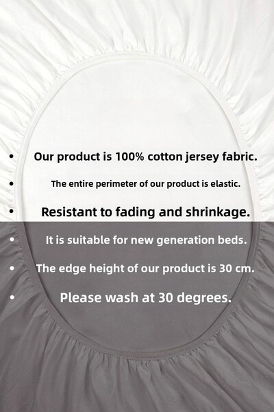 LATTE TEKSTİL Gray 100% Cotton Combed - Fitted Elastic Sheet Single/Double/King Size