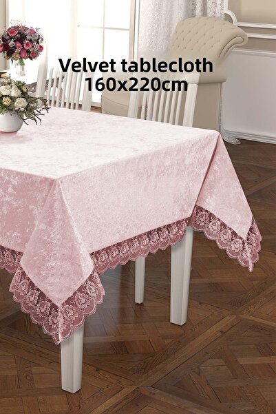 Çt Çeyizci Tekstil 160x220cm Luxury Velvet Tablecloth - Lacy