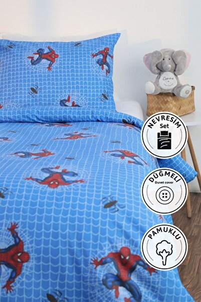 FAVORA Set cuvertură de pilota pentru o persoană Spiderman - Albastru închis