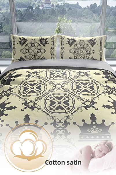 PerlaSera Set cuvertură de pilota dublă din satin de bumbac King Royal 3d