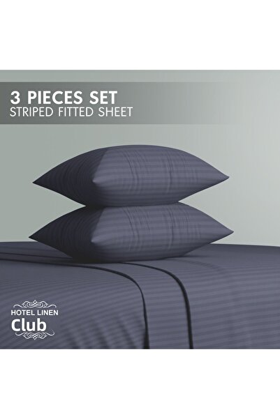 Hotel Linen Klub Single-Striped Fitted Sheet Set - Premium and Durable Quality, Deep Pocket for a Perfect Fit
