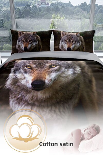 Cattleya Wolfeyes 3d Cotton Satin Double Duvet Cover Set