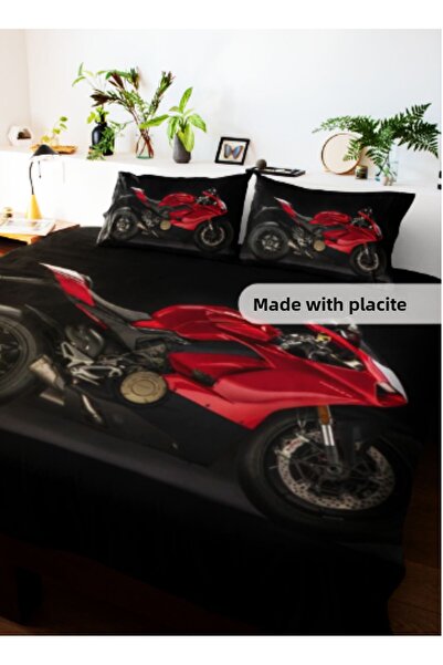 Elmas Dizayn 160*240 سم. طقم غطاء لحاف من الساتان والقطن مكون من 3 قطع باللون...