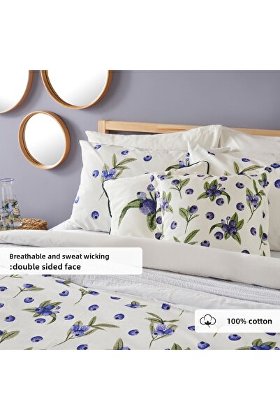 Bella Maison 100% Cotton Ranforce Blueberry King Size Duvet Cover Set (240X220 cm)
