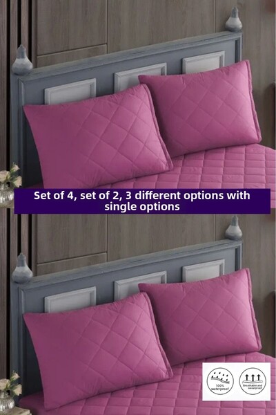 sevilya 4 Pieces 100% Cotton Quilted Zippered Liquid Proof Colorful Pillow Cover Pillow Protector