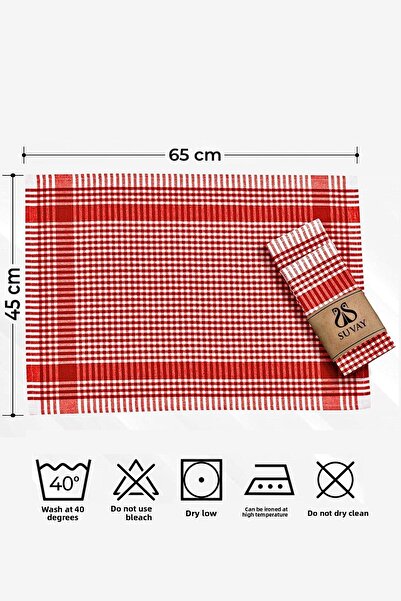 SUVAY Kitchen Drying Cloth Set of 6 Red Checkered Dish Drying Cloth Serving Napkin Lunch Cloth