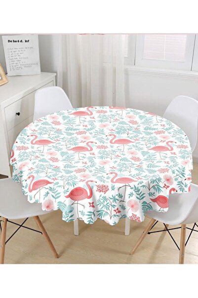 Realhomes مفرش طاولة دائري مطبوع رقميًا بنمط فلامنغو حديث - قطر 140 سم