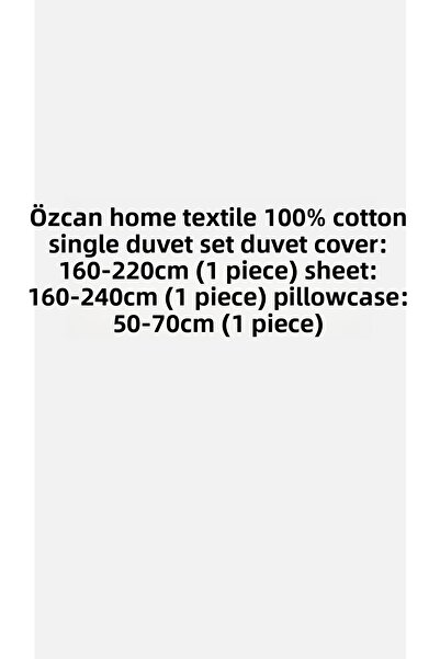 Özcan Ev Tekstil 100% Cotton Single Duvet Cover Set