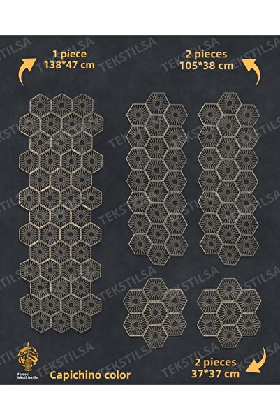 Tekstilsa New Luxury Runner Living Room Coffee Table Table Cover Set French L...