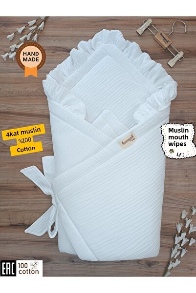 Tomuycuk 4 Layer Muslin Baby Blanket - 100% Cotton, Natural Organic, for Sleeping and Hospital Exit