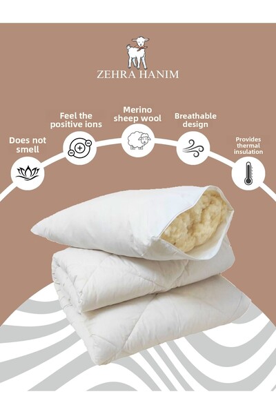 Zehra Hanım Μονό Μάλλινο Πάπλωμα και Μάλλινο Μαξιλάρι