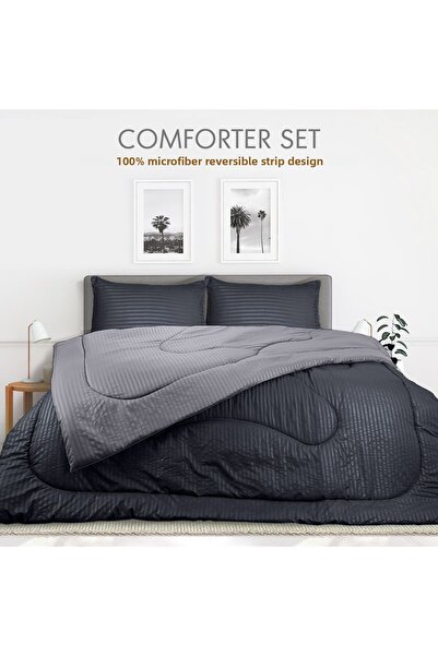 Hotel Linen Klub Stripe Reversible  Comforter Set- Ultra Soft  Microfiber Fabric, Soft Siliconized Fiber Filling