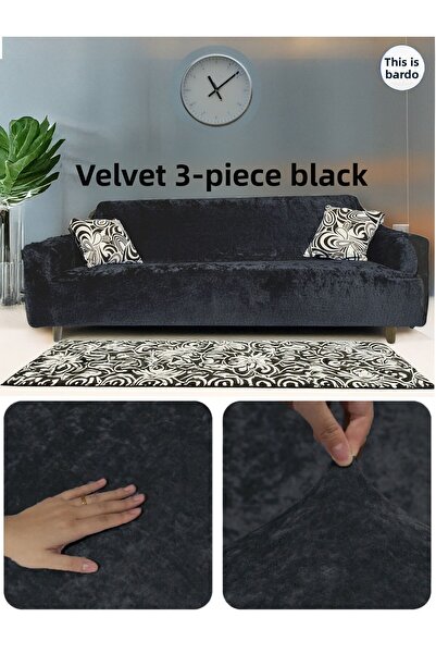 BAQDO غطاء أريكة مخملي لثلاثة أشخاص، غطاء أريكة مرن |   غطاء مقعد مرن |   غطا...