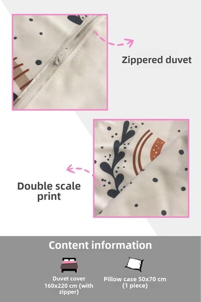 Evmila Double Sided Dinosaur Patterned 2-Piece Set Without Sheets Printed Single Duvet Cover Set White