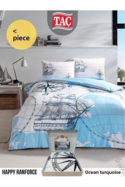 Taç Set cuvertură dublă Ocean Turkuaz Ranforce 200x220 cm