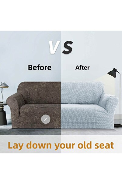 Faiend Gray Brick Patterned 3-Seater Elastic Sofa Cover - Sofa Cover