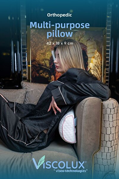Viscolux Pernă ortopedică multifuncțională visco - Pernă pentru sforăit Pernă pentru gravidă roz 42x18x9