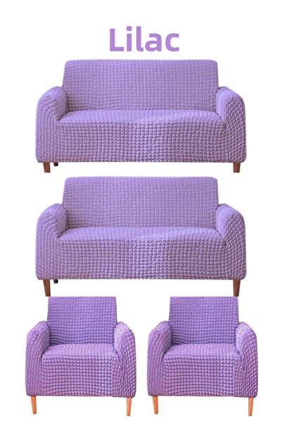 FurkanTicaret طقم أريكة وأريكة 3+3+1+1 مرن ومطاط - غطاء/غطاء قابل للغسل