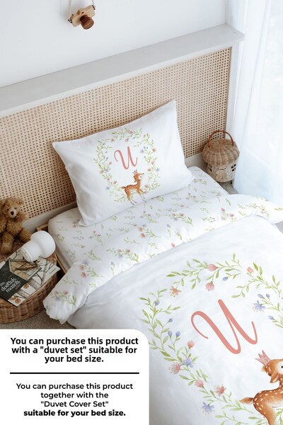 Tuğba Kuğu Little Deer Series Single Fitted Sheet Set - Letter U