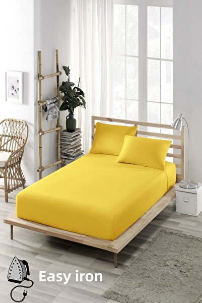 ELY PARKER 120x200 Easy-Iron Elastic Sheet Set High Beds Yellow