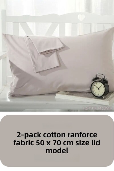LATTE TEKSTİL غطاء وسادة من القطن Ranforce باللون الرمادي الفاتح - موديل مع غ...