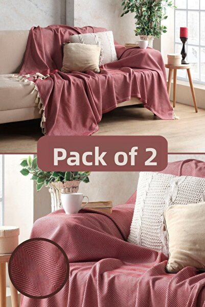 Miracolo Home Set husă decorativă pentru canapea din bumbac roșu Claret 170x2...