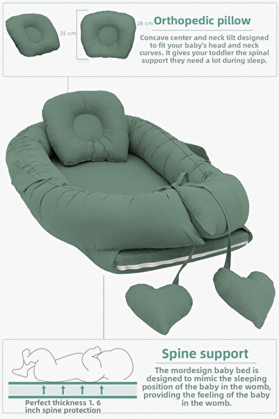 mordesign Ergonomic Design Babynest Orthopedic Baby Bed - Mother's Side, Morremix Series