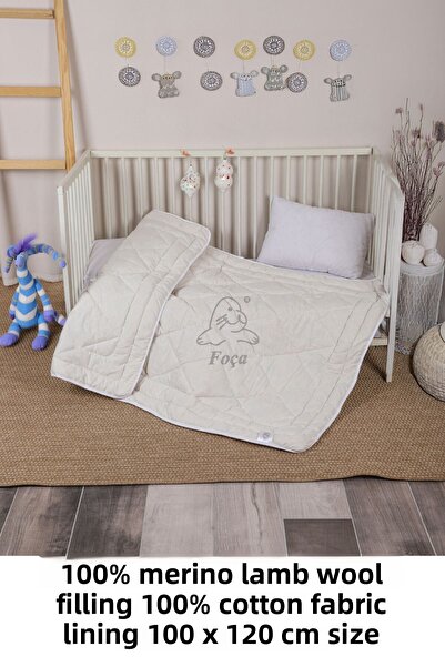 Foçatex لحاف أطفال صوف 100% (وسادة أطفال صوف هي هدايانا) 100 × 120 سم