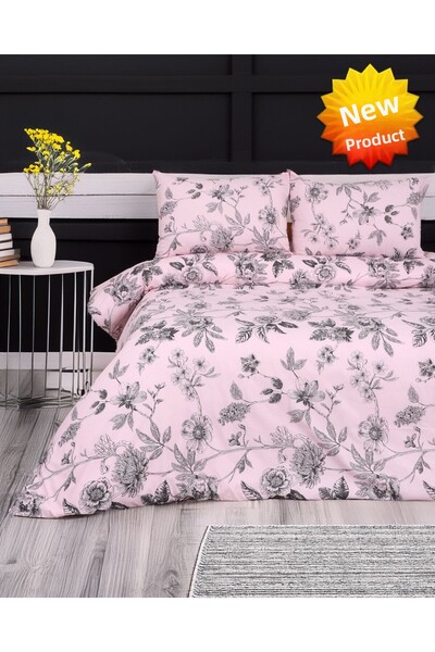 Sares Home طقم سرير مفرد بنمط زهور وردية مجففة (بدون ملاءة)