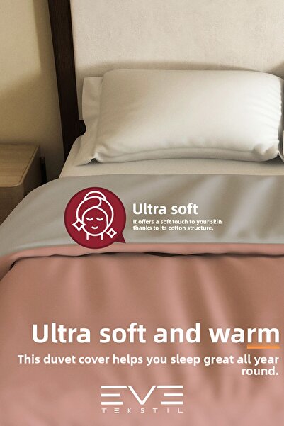 Eve Tekstil Ranforce Double Antiallergic Modern Duvet Cover Double Sided Duvet Cover 200X220 cm