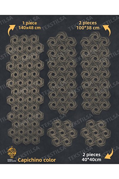 Tekstilsa New Luxury Runner - Living Room Coffee Table Table Cover Set, Frenc...