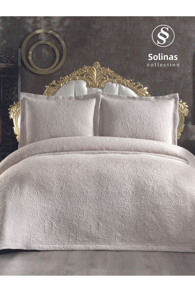 Solinas Collection Cuvertură de pat dublă Soldi Fiori Cappuccino