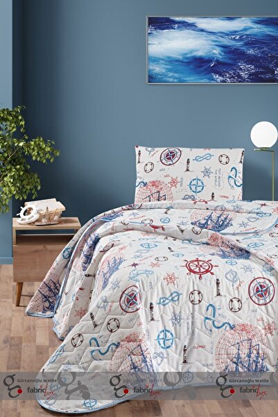 Fabric Box 180x230 cm Bedspread Set - Youth Patterned, Washable, Multi-Purpose, 100% Cotton, Outer Fabric