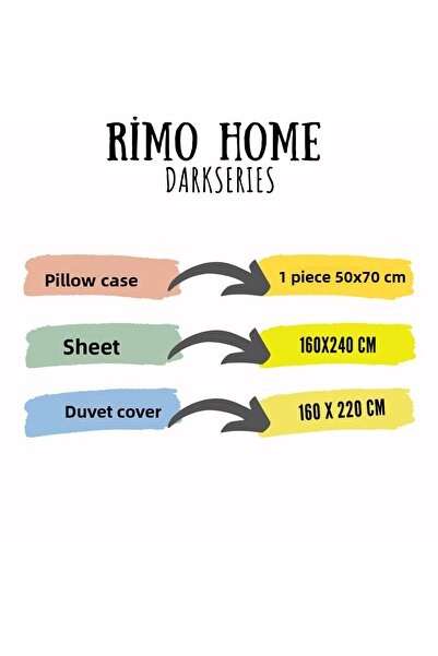 Rimo Home DARK SERIES SINGLE DOUBLE-SIDED DUVET COVER SET BLACK - GRAY