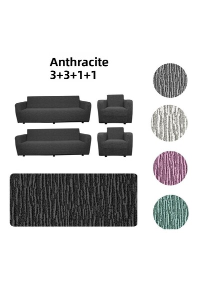 Hantaj husă de scaun jacquard 3+3+1+1, set de huse de scaun cu blat antiderap...