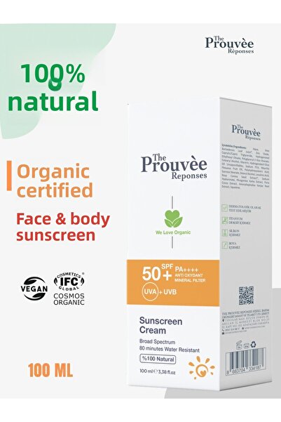 The Prouvee Reponses كريم واقي من الشمس عضوي طبيعي 100% بمعامل حماية 50+SPF ل...