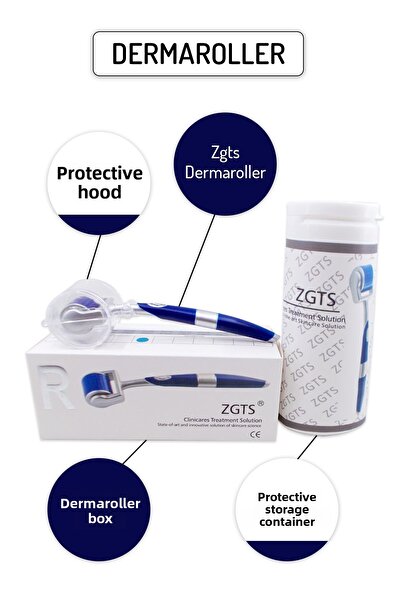 Zgts Blue Line Dermaroller 0.75mm Titanium 192 Needle Derma Roller