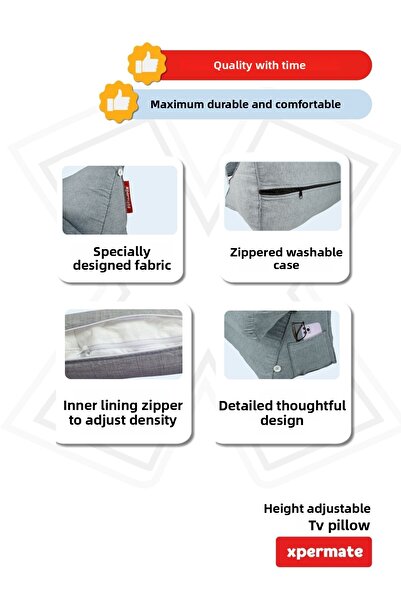 XPERMATE Anthracite Tv Pillow - Waist and Neck Support, Back Pillow Post-Operation