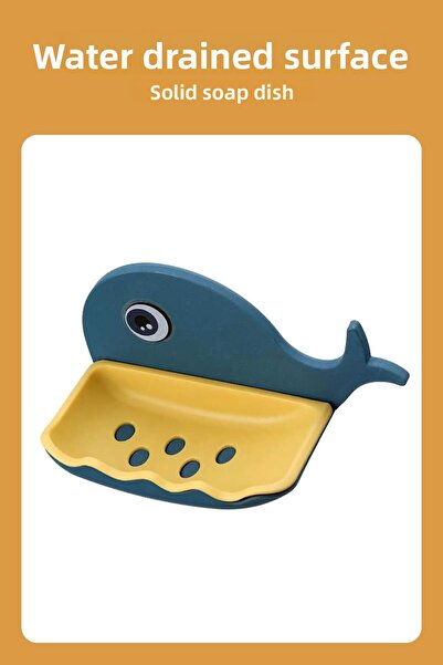 Hayveys Whale Model Filtered Solid Soap Dish with Adhesive Strainer and Water Drain
