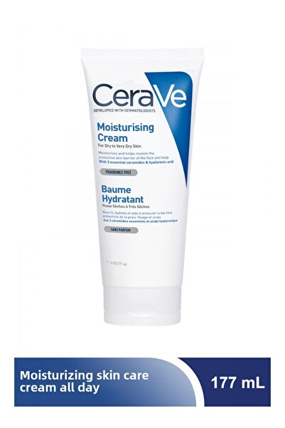 CeraVe كريم مرطب للبشرة الجافة بالسيراميد وحمض الهيالورونيك للوجه والجسم 177 مل