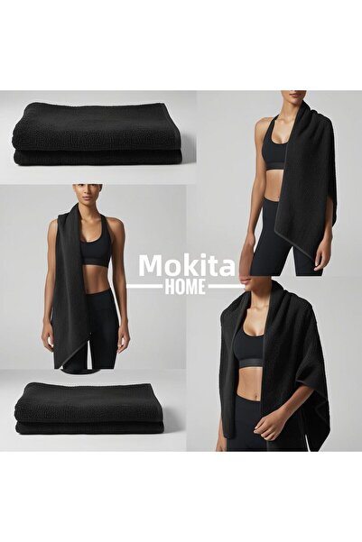 Mokita Home 30x120'cm Αντιβακτηριδιακή Μαύρη Αθλητική Πετσέτα - Βαμβάκι, Γυμναστήριο, Γυμναστήριο, Τένις Πυγμαχίας