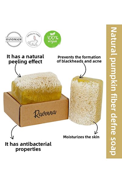 RAVENNA صابون الغار المصنوع يدوياً من ألياف اليقطين الطبيعية 130 جرام