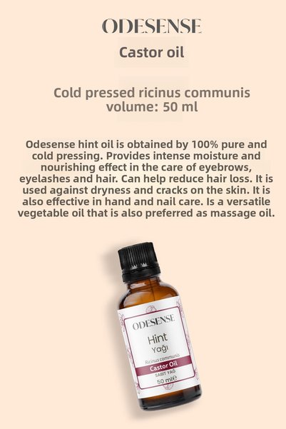 ODESENSE Castor Oil 50 ml Cold Pressed 100% Natural and Pure Castor Oil Facial Eyebrow Eyelash Care Oil