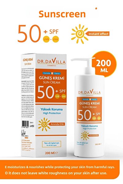 Dr.Davilla واقي شمسي للوجه عالي الحماية بالصبار 200 مل - عامل حماية من الشمس 50+