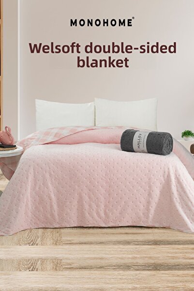 MonoHome Welsoft Double Plush Blanket - Powder 210X230 cm