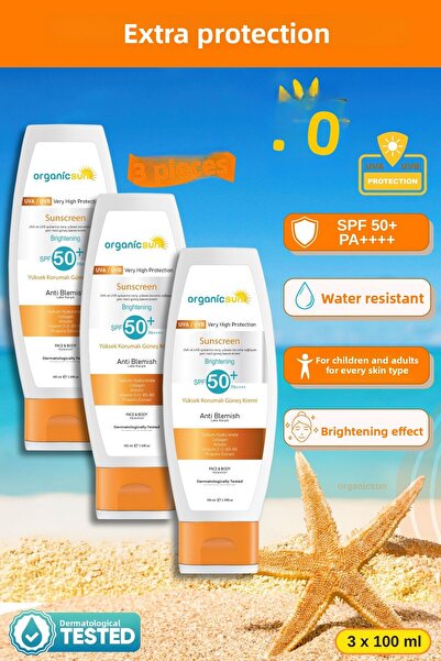 Organicsun Spf 50+ Face and Body Sunscreen 100ml Set of 3 – High Protection, ...