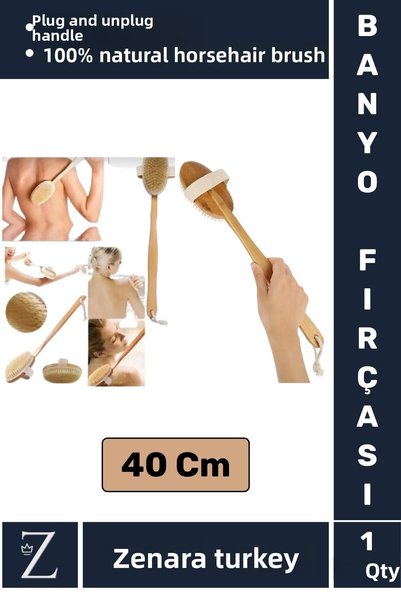 Zenara 100% Natural Soft Body Massage Effective Long Handle Horsehair Shower ...